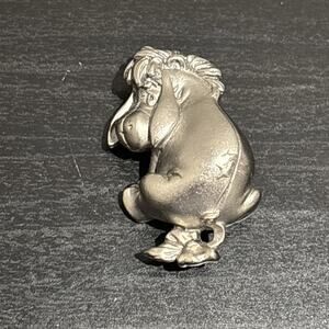 Disney Winnie The Pooh Eeyore Brooch Pewter Silver Tone Pin Signed